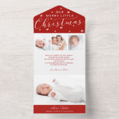 Cute Calligraphy 4 Foto's Birth Notice All In One Uitnodiging (Binnen)