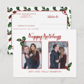 Cute Calligraphy Font Prettige feestdagen Two-Phot Briefkaart (Voorkant / Achterkant)