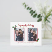 Cute Calligraphy Font Prettige feestdagen Two-Phot Briefkaart (Staand voorkant)