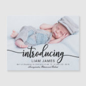 Cute Calligraphy Photo Birth Announcement Cards (Voorkant)