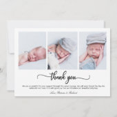 Cute Calligraphy Photo Birth Announcement Cards Feestdagenkaart (Achterkant)