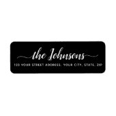 Cute calligraphy script black return address etiket (Voorkant)
