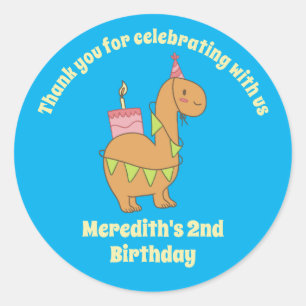 Cute Camel Cartoon Birthday Cake Kinder Party Ronde Sticker