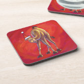 Cute Camel Kerstmis op rood Bier Onderzetter (Linkerzijde)