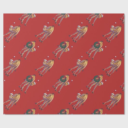 Cute Camel Kerstmis op rood Cadeaupapier (Vlak)