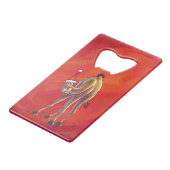 Cute Camel Kerstmis op rood Creditkaart Flessenopener (Voorkant Gekanteld)