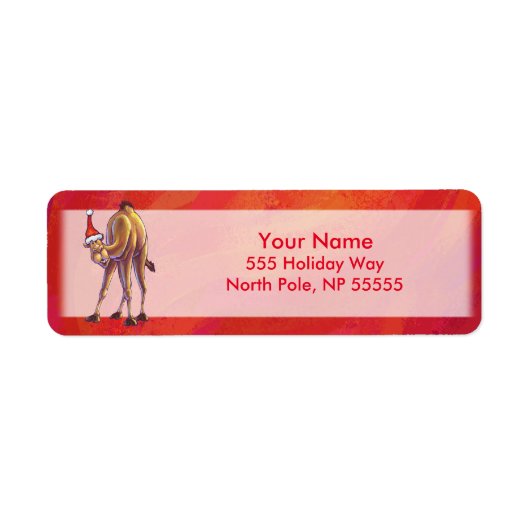 Cute Camel Kerstmis op rood Etiket (Voorkant)