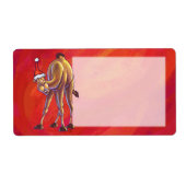 Cute Camel Kerstmis op rood Etiket (Voorkant)