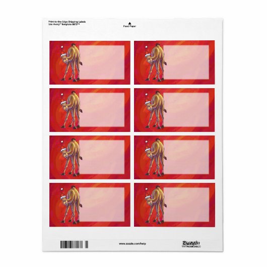 Cute Camel Kerstmis op rood Etiket (Full Sheet)