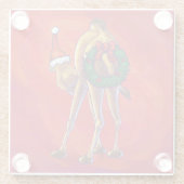 Cute Camel Kerstmis op rood Glazen Onderzetter (Achterkant)