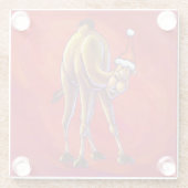 Cute Camel Kerstmis op rood Glazen Onderzetter (Achterkant)