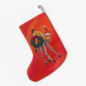 Cute Camel Kerstmis op rood Kleine Kerstsok (Achterkant (Hangend))