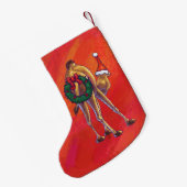 Cute Camel Kerstmis op rood Kleine Kerstsok (Achterkant (Hangend))