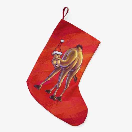 Cute Camel Kerstmis op rood Kleine Kerstsok (Voorkant (Hangend))