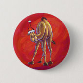 Cute Camel Kerstmis op rood Ronde Button 5,7 Cm (Voorkant)