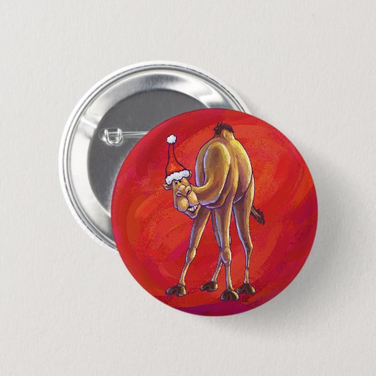 Cute Camel Kerstmis op rood Ronde Button 5,7 Cm (Voorkant /achterkant)