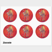 Cute Camel Kerstmis op rood Ronde Sticker (Vel)