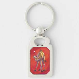 Cute Camel Kerstmis op rood Sleutelhanger