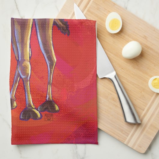 Cute Camel Kerstmis op rood Theedoek (Quarter Fold)