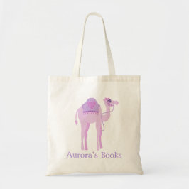 Cute camel meisjes paarse bibliotheektas tote bag