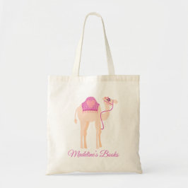 Cute camel meisjes roze bibliotheektas tote bag