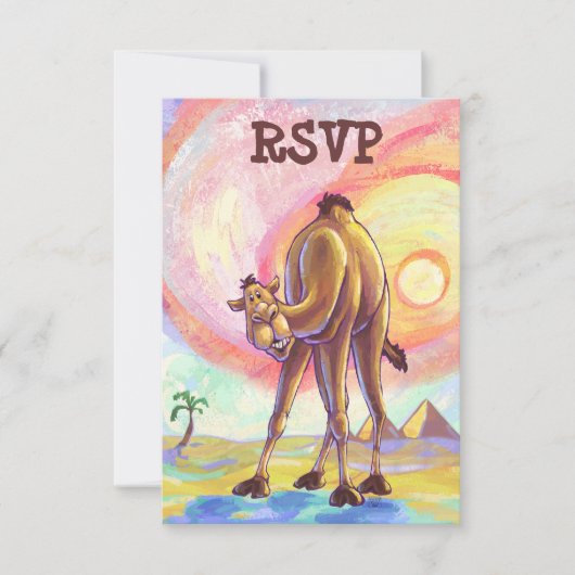 Cute Camel Party Center RSVP-kaarten RSVP Kaartje (Voorkant)