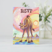 Cute Camel Party Center RSVP-kaarten RSVP Kaartje (Staand voorkant)