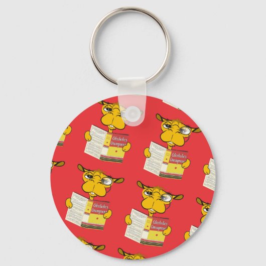 Cute Camel Reading a Book (Adult) Sleutelhanger (Voorkant)