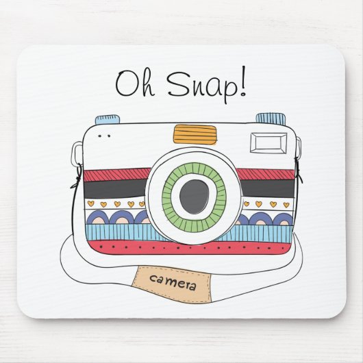 Cute Camera Doodle Oh Snap Muismat (Voorkant)