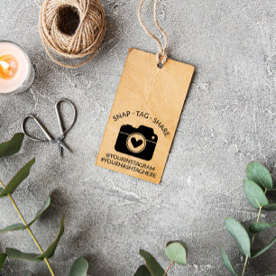 Cute Camera Snap Label delen Uw hashtag Rubberstempel