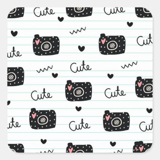 Cute Camerafotografie Liefhebbers Vierkante Sticke Sticker (Voorkant)