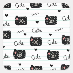 Cute Camerafotografie Liefhebbers Vierkante Sticke Sticker