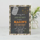 Cute camo laser label verjaardaguitnodiging kaart (Staand voorkant)