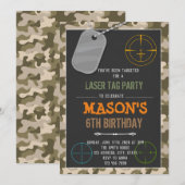 Cute camo laser label verjaardaguitnodiging kaart (Voorkant / Achterkant)