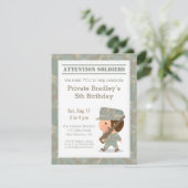 Cute Camo Milo Print Army Boy Birthday Party Kaart (Staand voorkant)