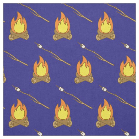 Cute Camp Fire Smores Kinder Room Decor Blue Stof (Swatch)