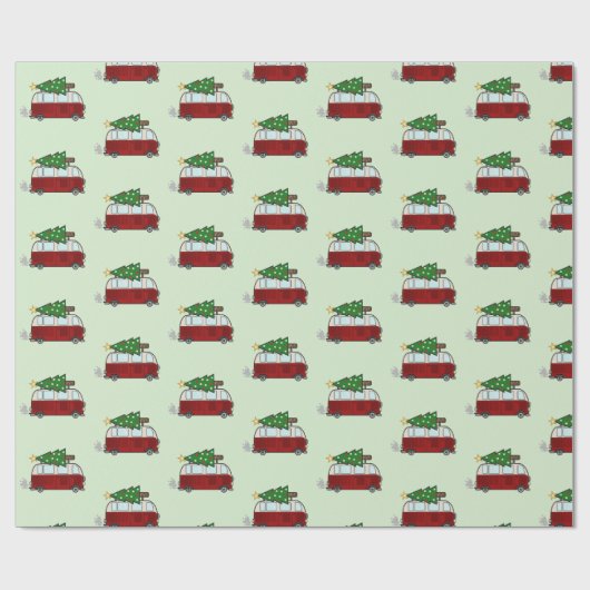 Cute Camper Hauling a Kerstmis Tree Cadeaupapier (Vlak)