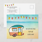 Cute Camper on Beach Winter Home New Address Aankondigingskaart (Voorkant / Achterkant)