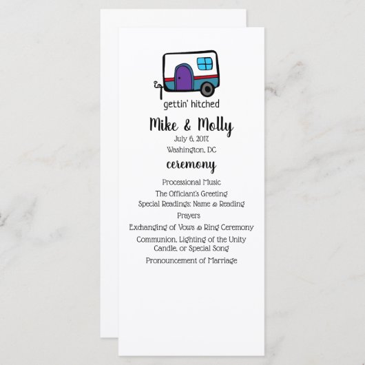 Cute Camper Programmakaart (Voorkant / Achterkant)