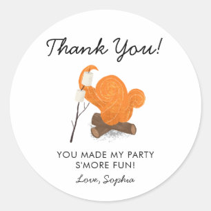 Cute Campfire Birthday Party Favor Ronde Sticker