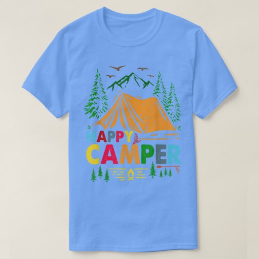 Cute Campfire Happy Camper Camping Funny Gift Mann T-shirt (Design voorkant)