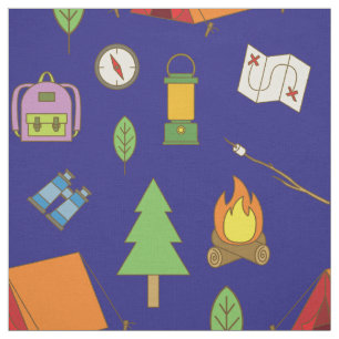 Cute Camping Hiking Kinder Room Decor Blue Stof