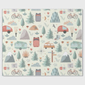 Cute Camping, Hiking, Ourways en Natuur Thema Cadeaupapier (Vlak)