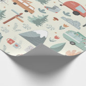 Cute Camping, Hiking, Ourways en Natuur Thema Cadeaupapier (Hoek)