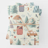 Cute Camping, Hiking, Ourways en Natuur Thema Inpakpapier Vel (In situ)