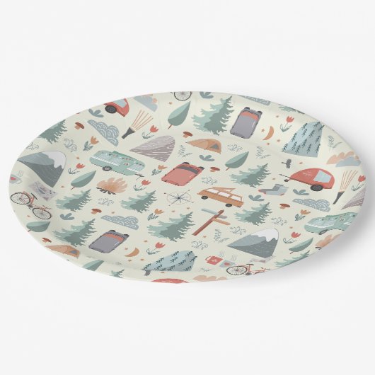 Cute Camping, Hiking, Ourways en Natuur Thema Papieren Bordje (Gekanteld)