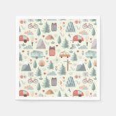 Cute Camping, Hiking, Ourways en Natuur Thema Servet (Voorkant)