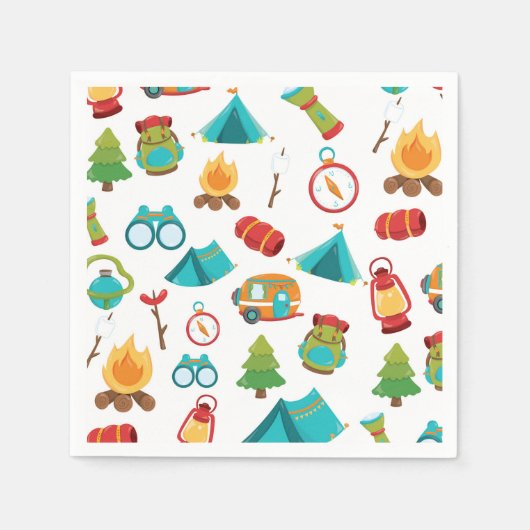 Cute Camping Party Patroonluiers Servetten (Voorkant)
