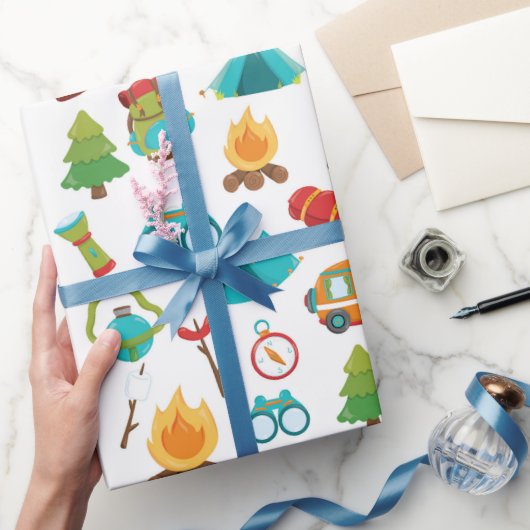Cute Camping Patroonpartijomslag Cadeaupapier (Geschenken)