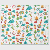 Cute Camping Patroonpartijomslag Cadeaupapier (Vlak)